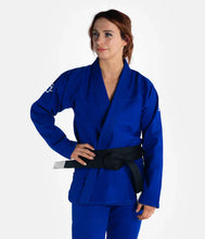 Carregar imagem no visualizador da galeria, Kimono BJJ (GI) Progride a Academia Mulher - Blue -Braça Branca incluída
